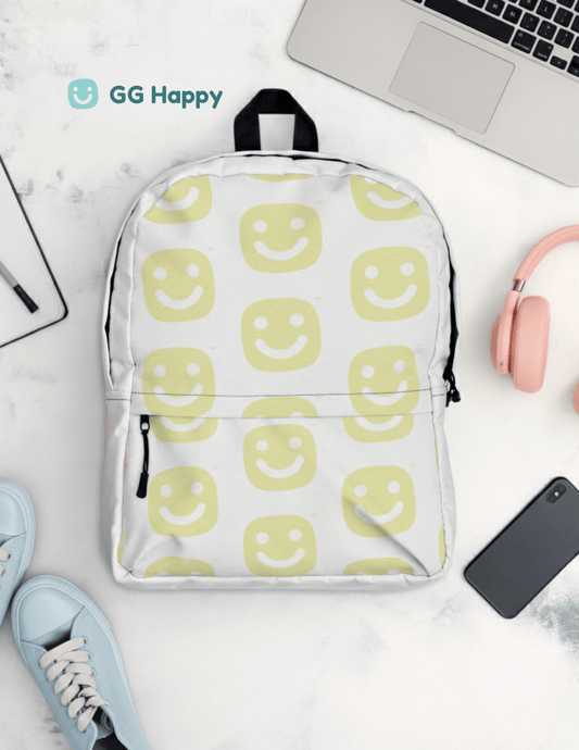 GG Happy™ “Be Bright • Be Happy • Be You” Backpack from Stay Bright Collection| Mindful Adventure Bag | Water - Resistant Laptop Backpack | Positive Vibes Everyday Carry - GG Happy