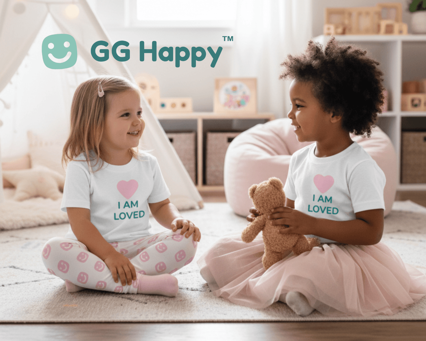 “I Am Loved” Toddler Tee – GG Happy™ Positive Affirmation Shirt - GG Happy
