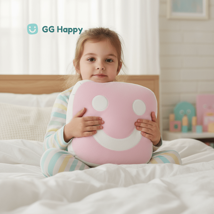 Huggable smiley pillow in pink from GG Happy