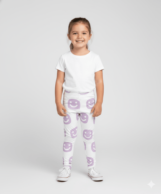 GG Happy™ Smiley Leggings | Soft Lavender | Kids Sensory - Friendly Comfort Wear - GG Happy