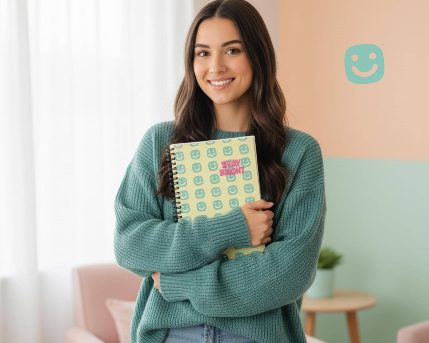 Stay Bright Notebook - Journal, School Notes, Teen Stationery, Positive Affirmations, Back - to - School Gift - GG Happy