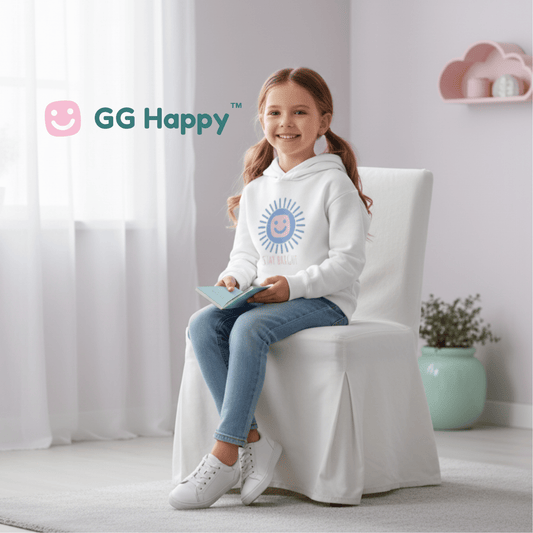 “Stay Bright” Youth Hoodie | White Edition | GG Happy™ Collection | Positive Kids Sweatshirt - GG Happy