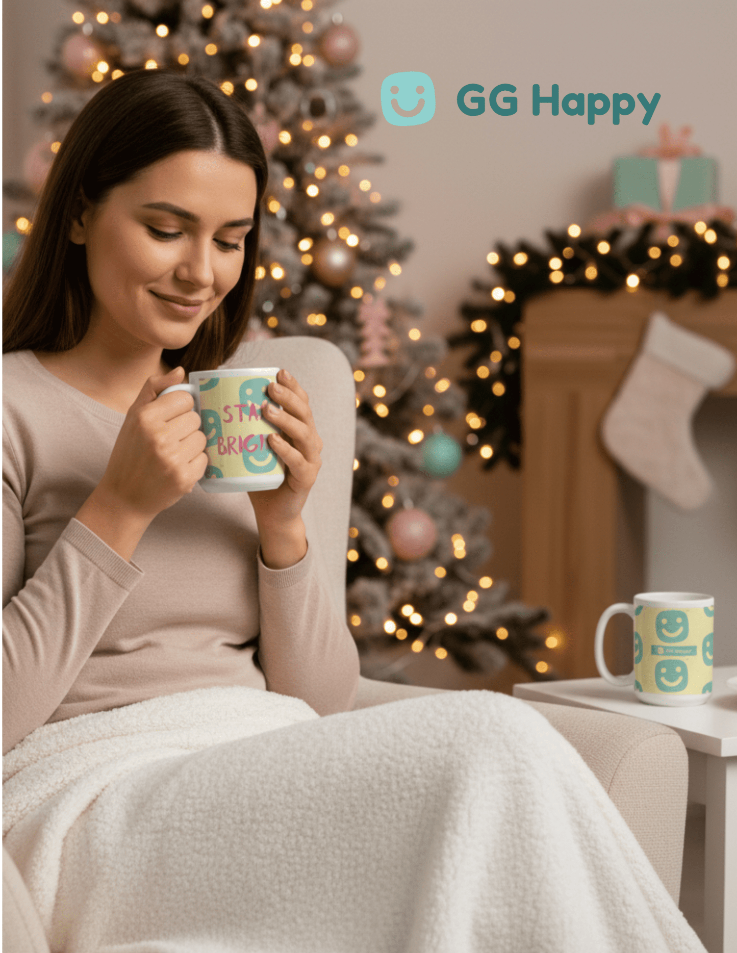 GG Happy™ “Stay Bright • Be Happy • Be You” Glossy Mug | Positive Affirmation Coffee Cup | Mindful Morning Drinkware - GG Happy