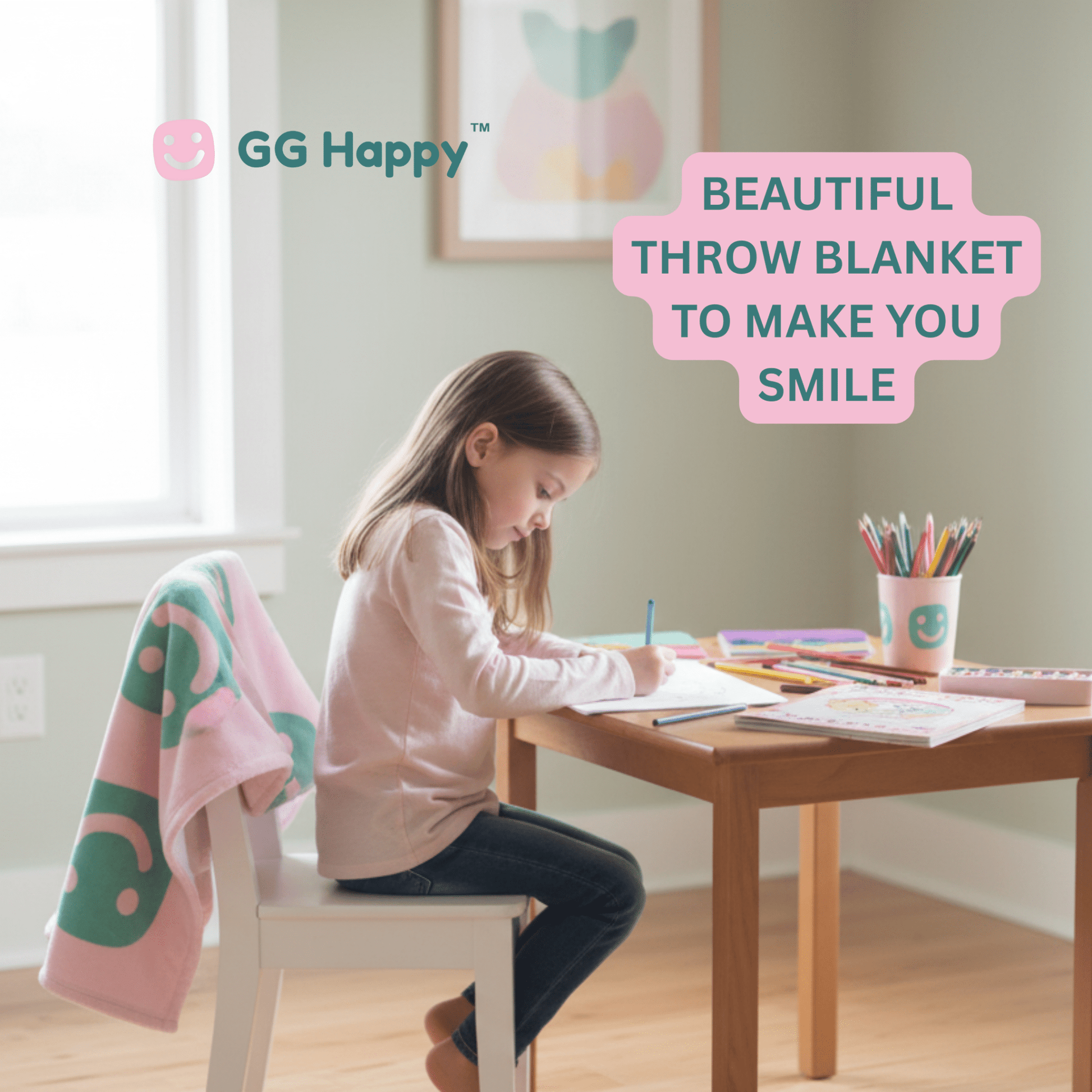 Stay Bright Throw Blanket – Pink Edition | GG Happy™ Collection | Cozy Christmas Gift | Positive Vibes Home Decor - GG Happy