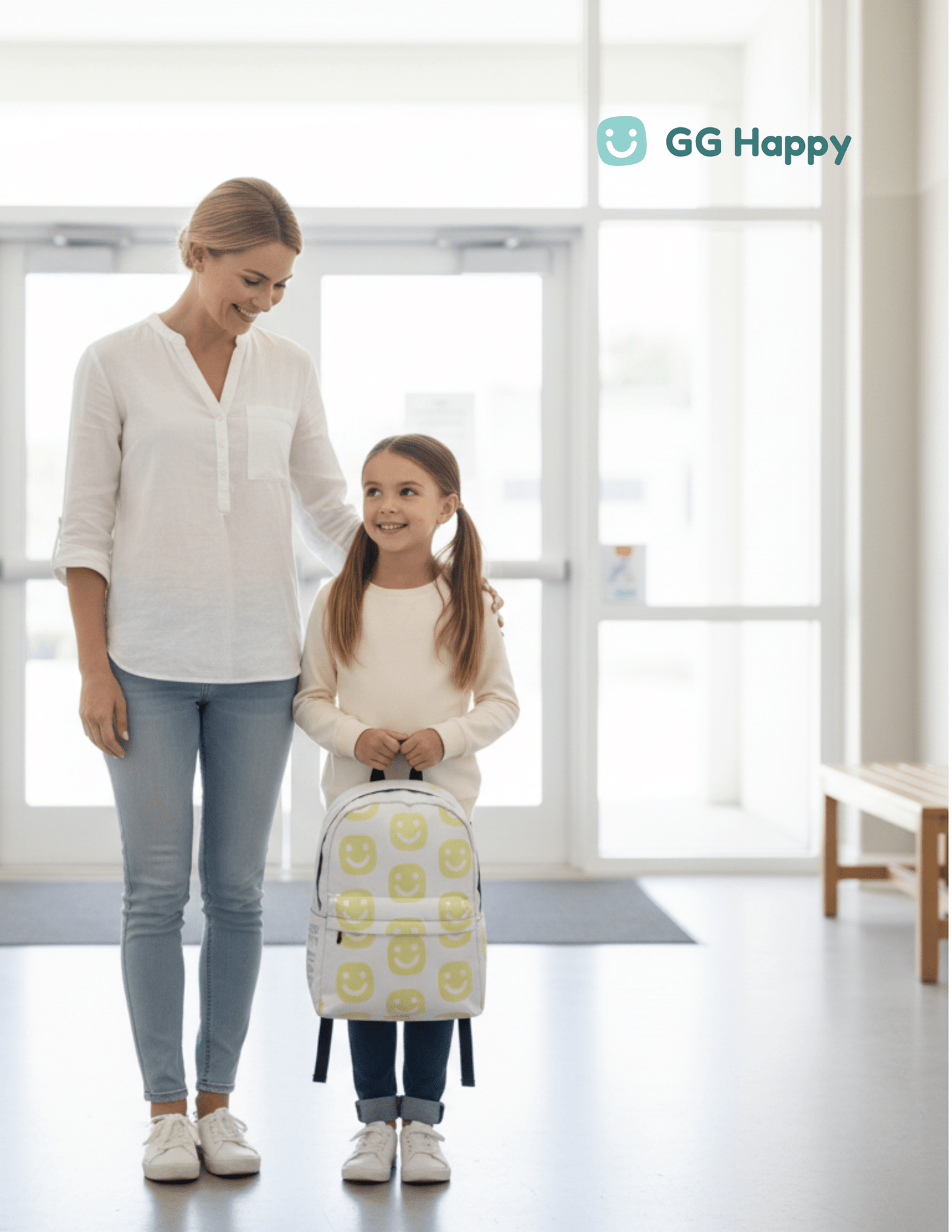 GG Happy™ “Be Bright • Be Happy • Be You” Backpack from Stay Bright Collection| Mindful Adventure Bag | Water - Resistant Laptop Backpack | Positive Vibes Everyday Carry - GG Happy