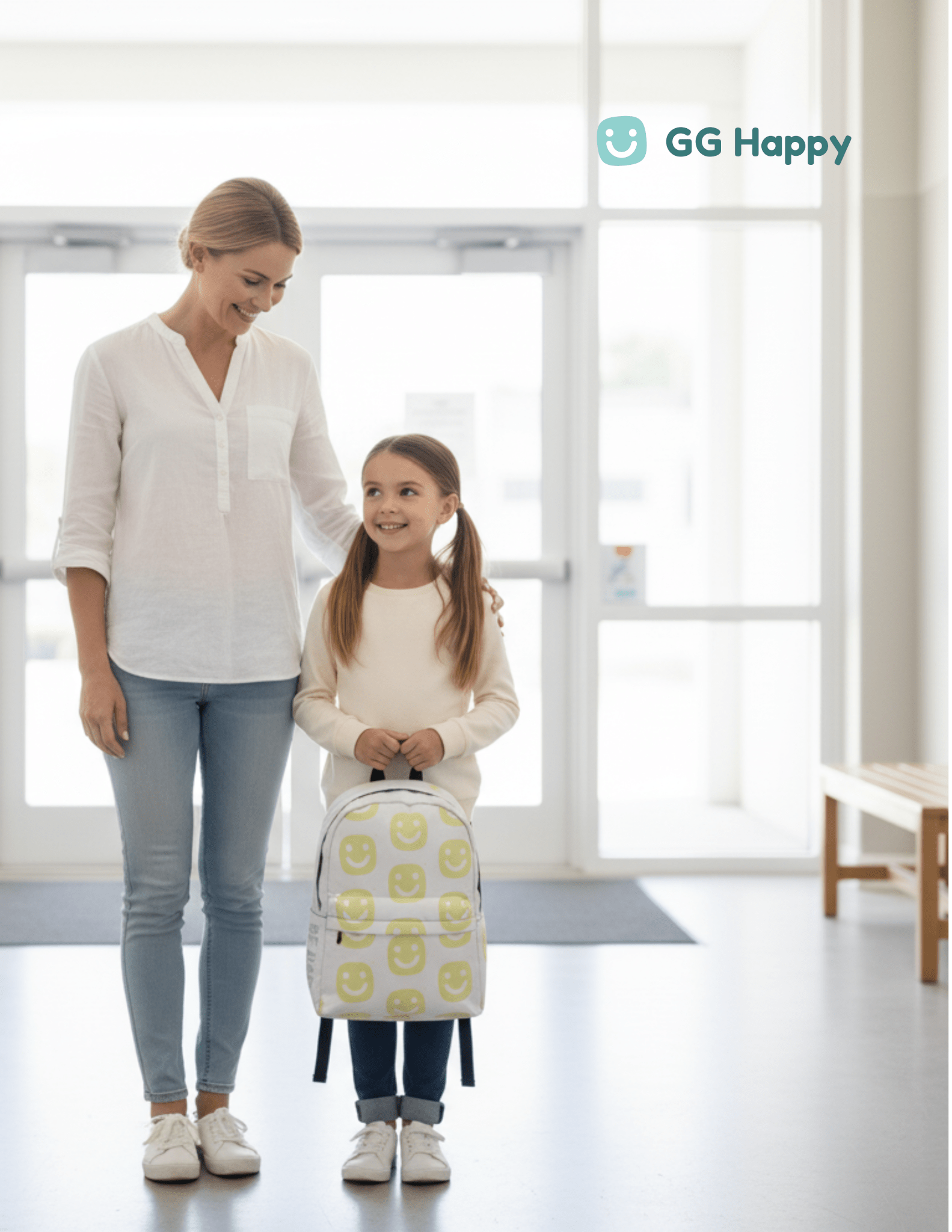 GG Happy™ “Be Bright • Be Happy • Be You” Backpack from Stay Bright Collection| Mindful Adventure Bag | Water - Resistant Laptop Backpack | Positive Vibes Everyday Carry - GG Happy