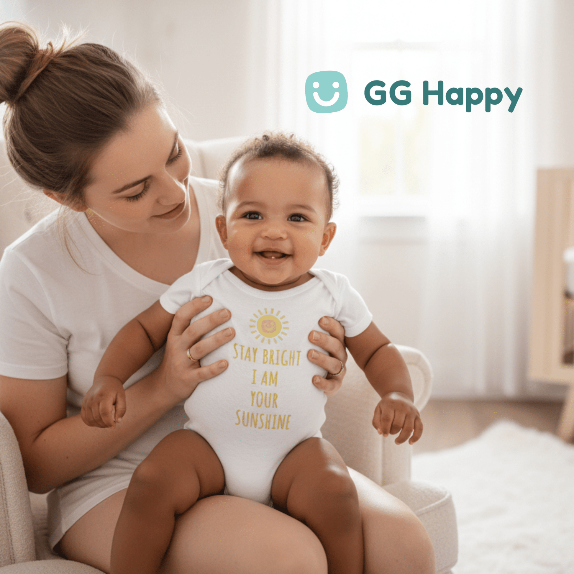 “Stay Bright I Am Your Sunshine” Baby Bodysuit | GG Happy™ Collection | Positive Baby Gift - GG Happy
