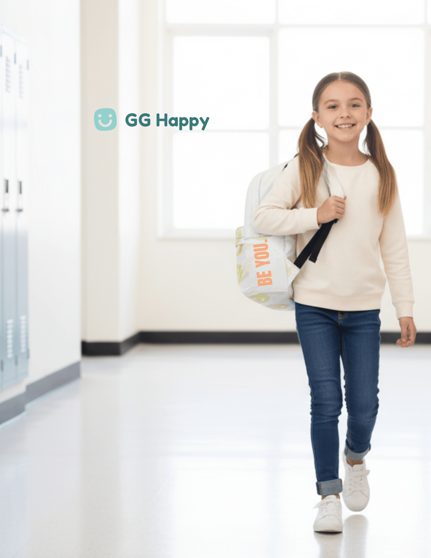 GG Happy™ “Be Bright • Be Happy • Be You” Backpack from Stay Bright Collection| Mindful Adventure Bag | Water - Resistant Laptop Backpack | Positive Vibes Everyday Carry - GG Happy