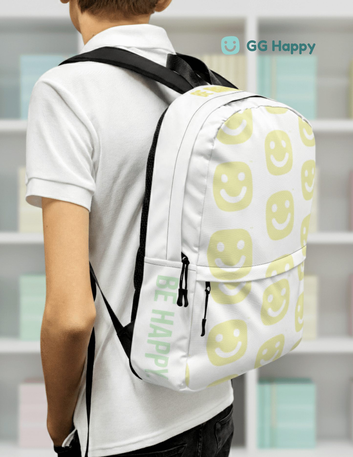 GG Happy™ “Be Bright • Be Happy • Be You” Backpack from Stay Bright Collection| Mindful Adventure Bag | Water - Resistant Laptop Backpack | Positive Vibes Everyday Carry - GG Happy