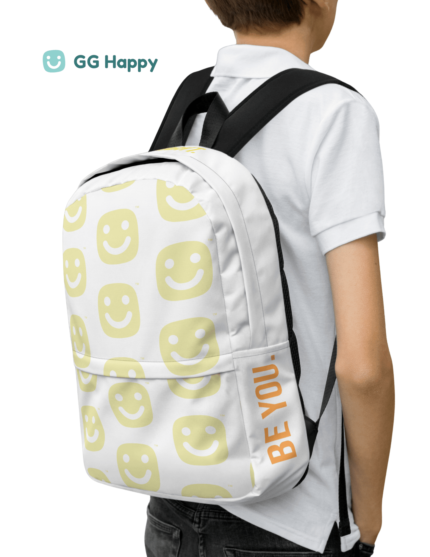 GG Happy™ “Be Bright • Be Happy • Be You” Backpack from Stay Bright Collection| Mindful Adventure Bag | Water - Resistant Laptop Backpack | Positive Vibes Everyday Carry - GG Happy