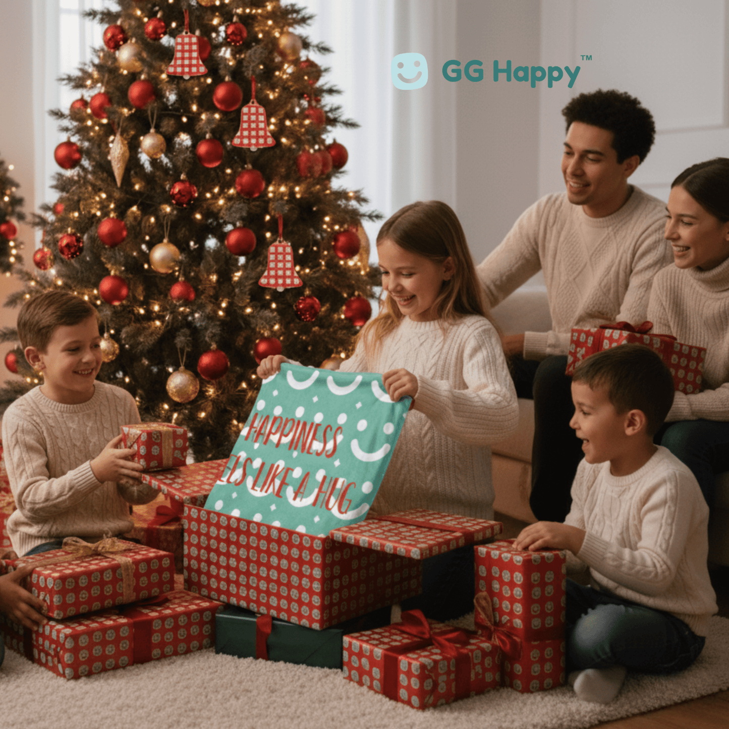 Throw Blanket “Cozy Heart’s ” Feels Like a Hug| GG Happy™ Collection | Cozy Holiday Gift | Cheerful & Soft Home Decor - GG Happy