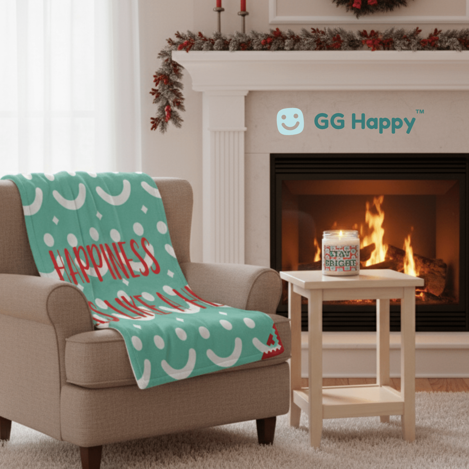 Throw Blanket “Cozy Heart’s ” Feels Like a Hug| GG Happy™ Collection | Cozy Holiday Gift | Cheerful & Soft Home Decor - GG Happy
