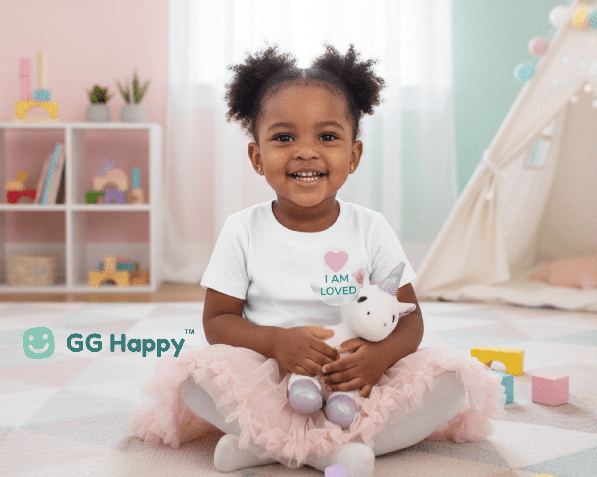 “I Am Loved” Toddler Tee – GG Happy™ Positive Affirmation Shirt - GG Happy