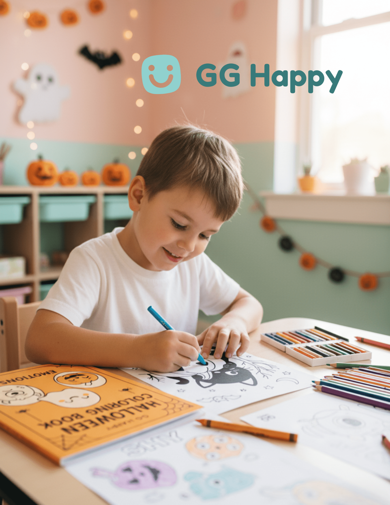 FREE 🧡 Last - Minute Halloween Printable for Kids | Free Emotions Coloring Page | GG Happy™ - GG Happy