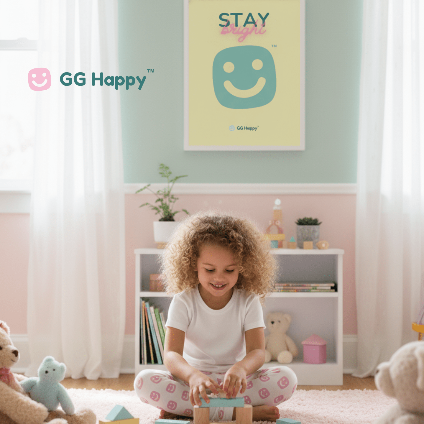 🌸 GG Happy™ Kids Smiley Leggings — Soft Pink Joy - GG Happy