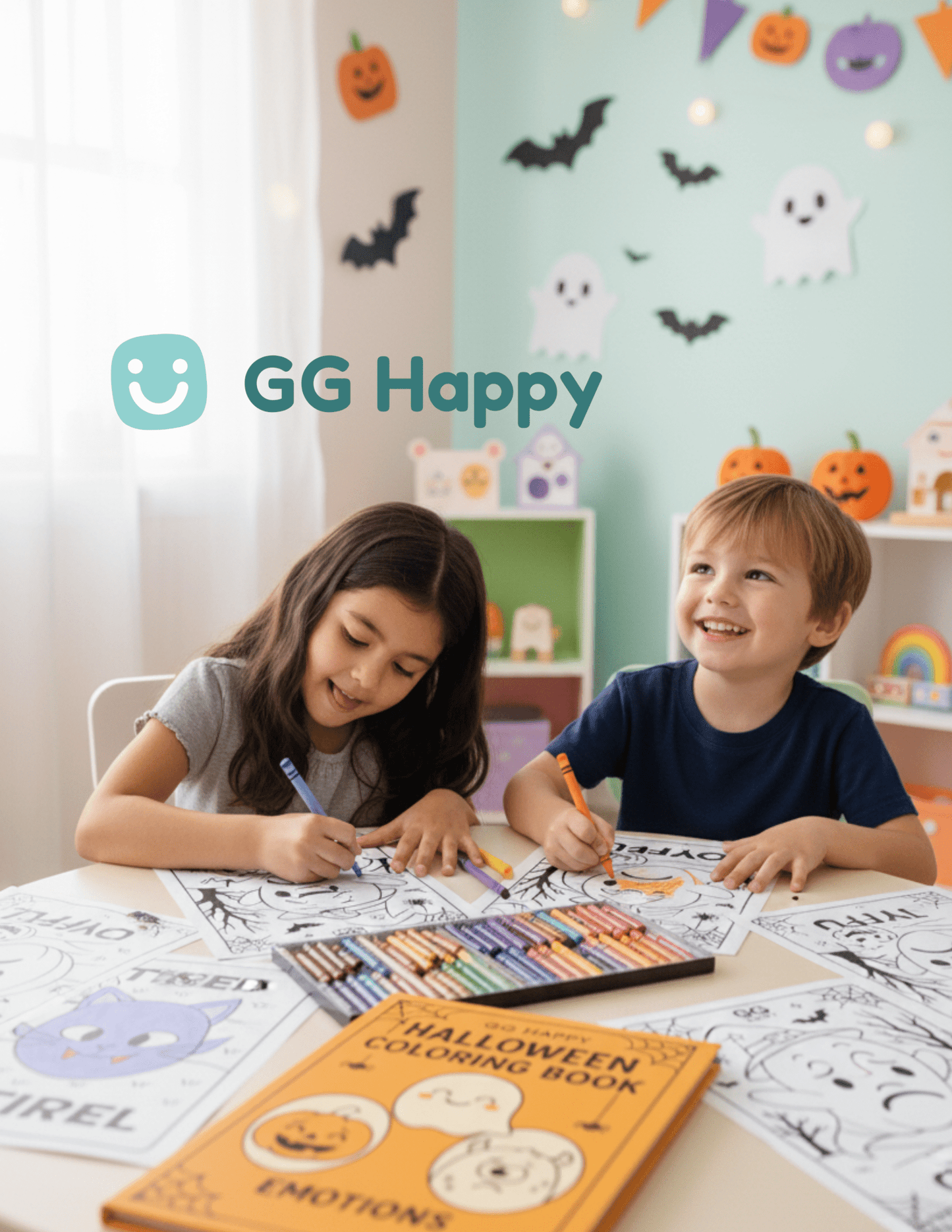 FREE 🧡 Last - Minute Halloween Printable for Kids | Free Emotions Coloring Page | GG Happy™ - GG Happy