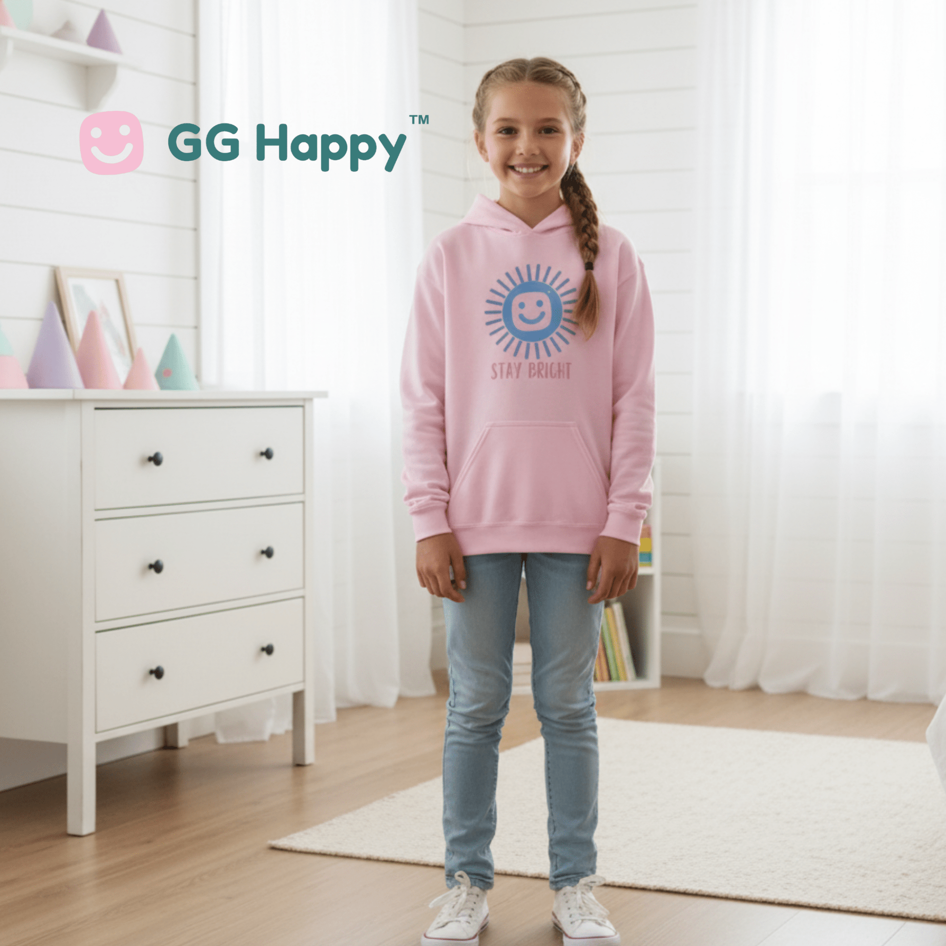 Stay Bright” Youth Hoodie | GG Happy™ Collection | Positive Kids Sweatshirt - GG Happy
