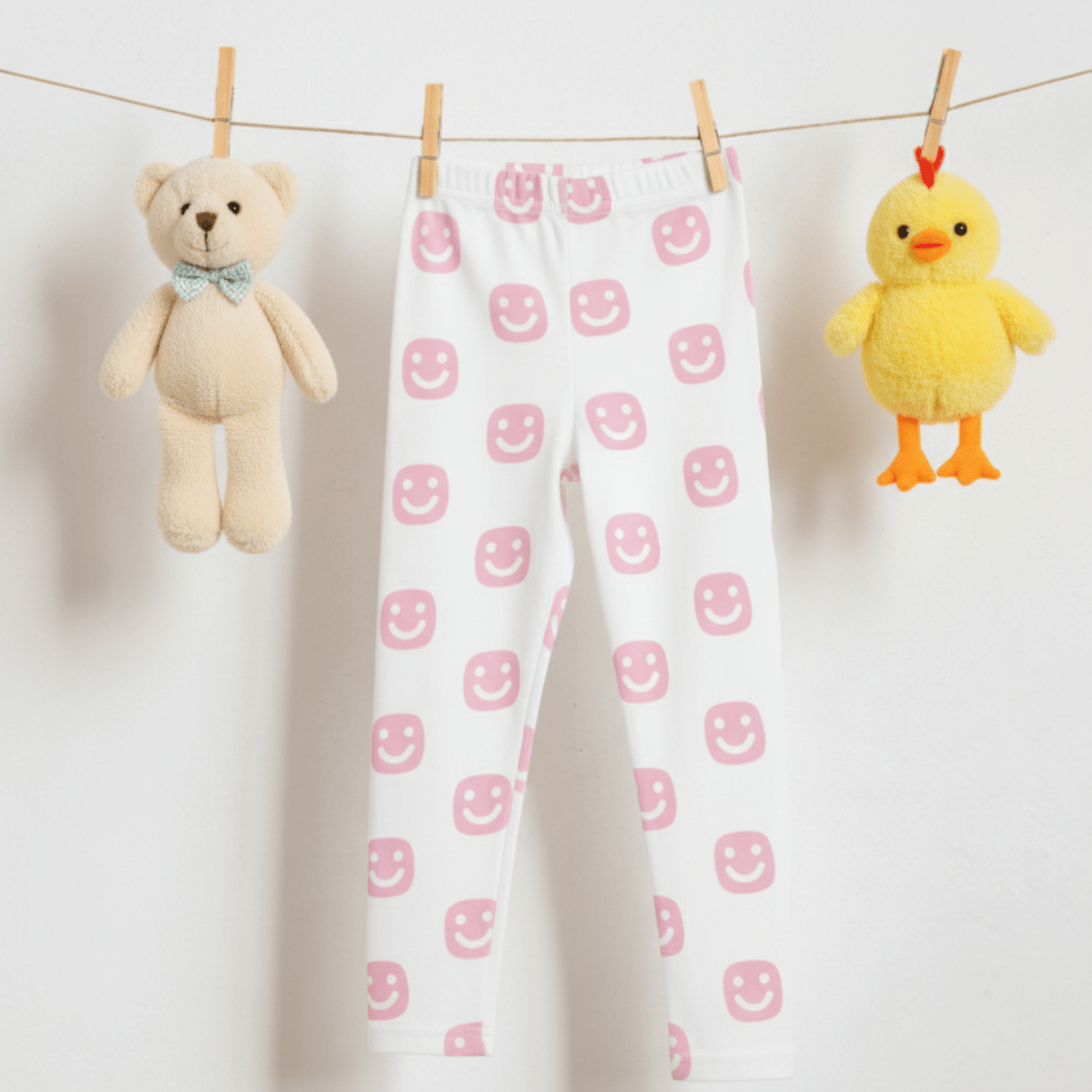 🌸 GG Happy™ Kids Smiley Leggings — Soft Pink Joy - GG Happy