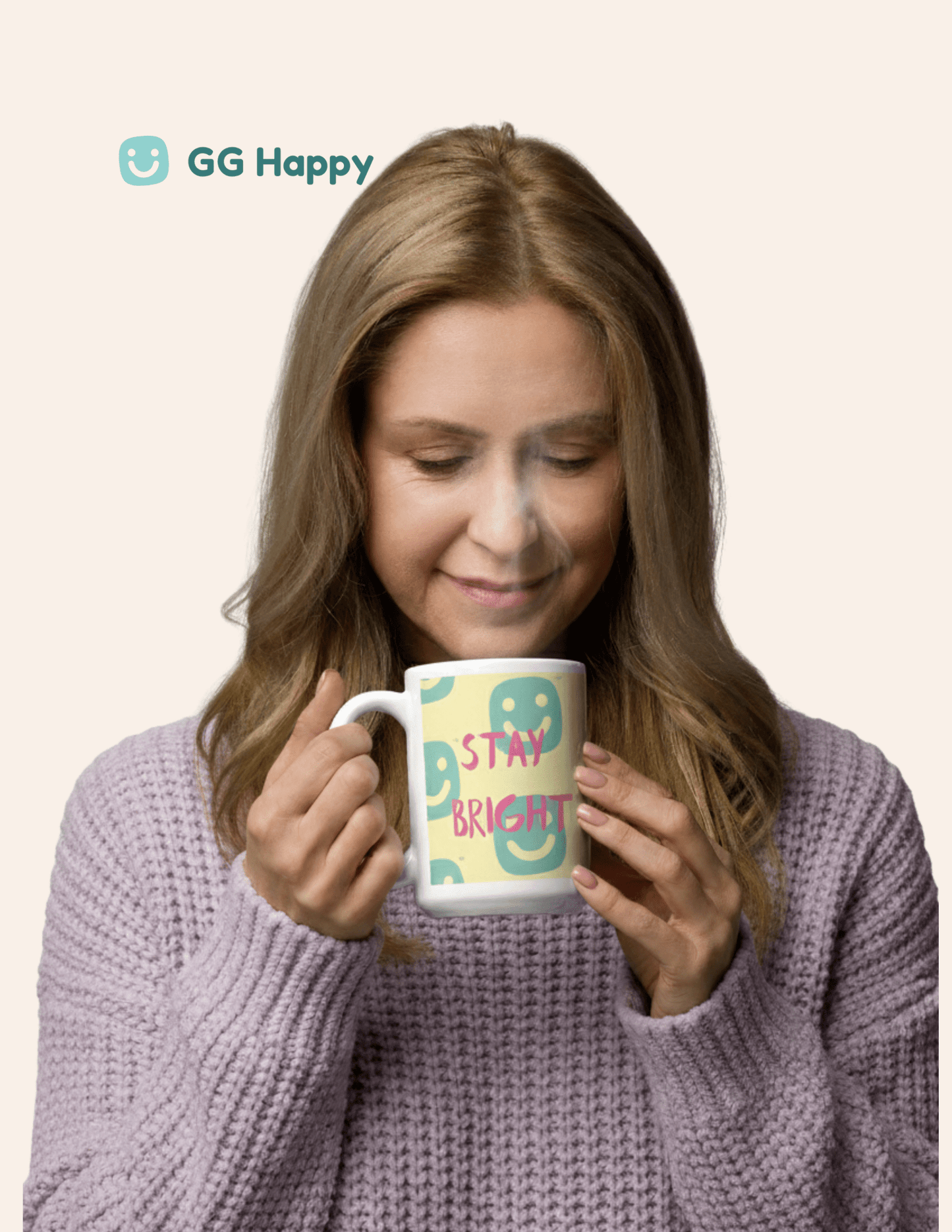 GG Happy™ “Stay Bright • Be Happy • Be You” Glossy Mug | Positive Affirmation Coffee Cup | Mindful Morning Drinkware - GG Happy