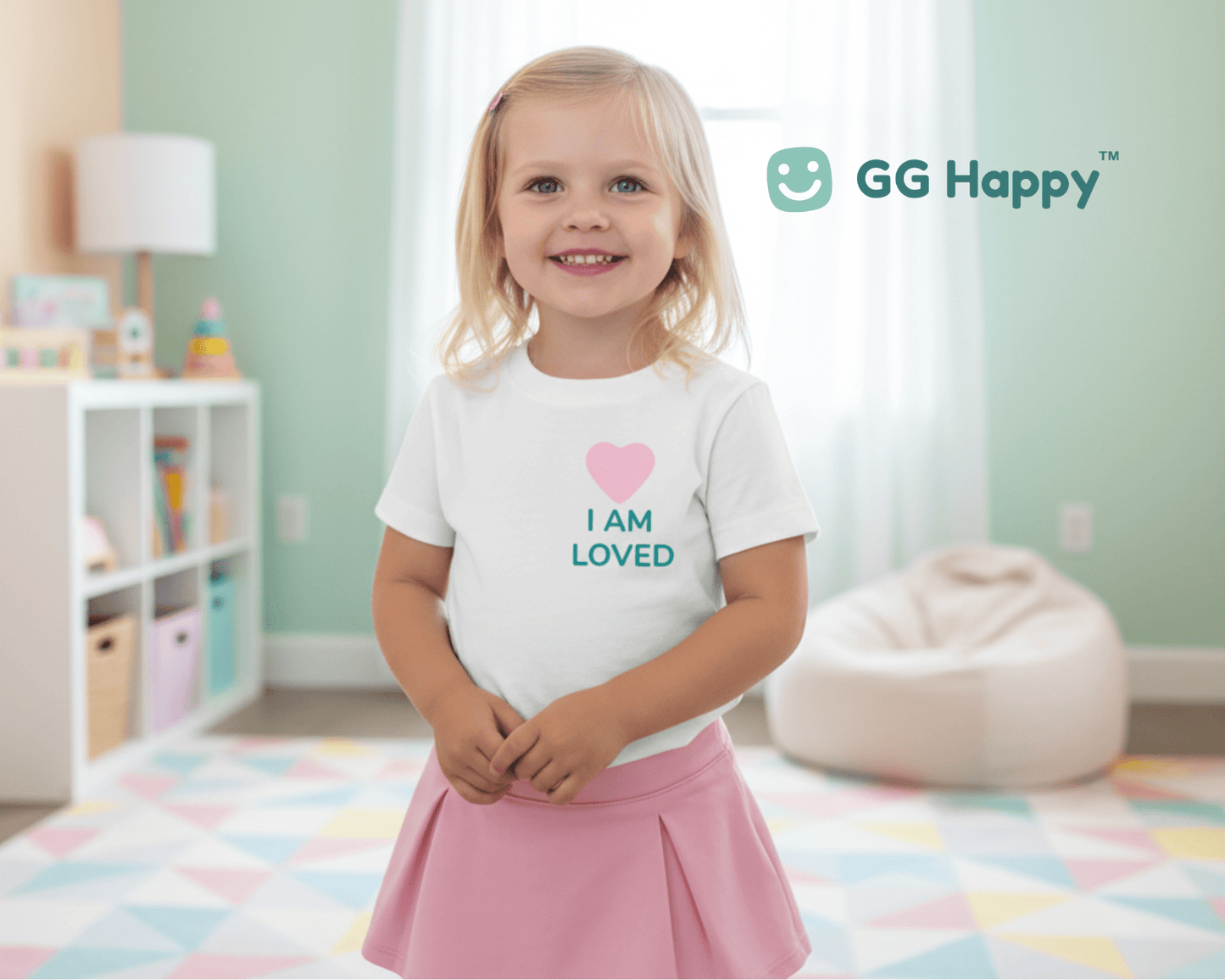 “I Am Loved” Toddler Tee – GG Happy™ Positive Affirmation Shirt - GG Happy
