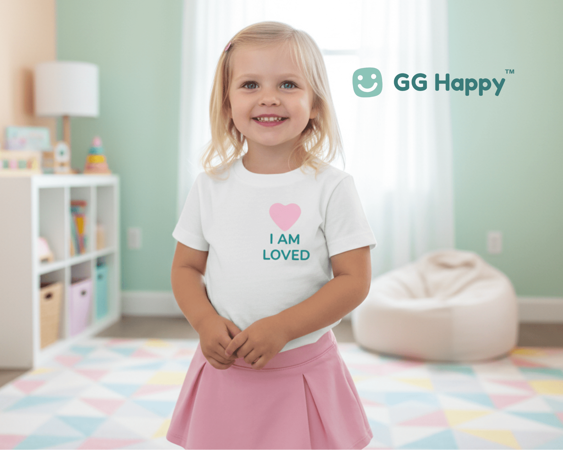 “I Am Loved” Toddler Tee – GG Happy™ Positive Affirmation Shirt - GG Happy
