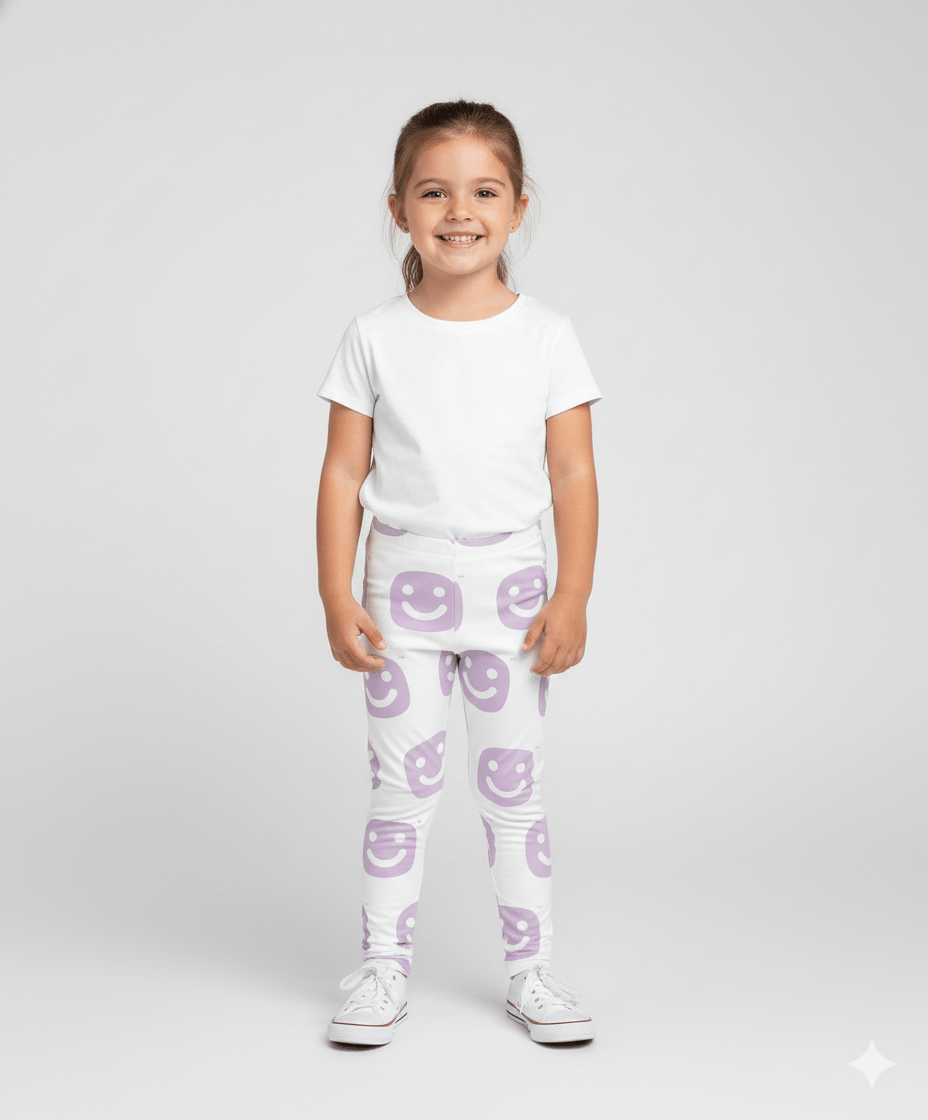 GG Happy™ Smiley Leggings | Soft Lavender | Kids Sensory - Friendly Comfort Wear - GG Happy