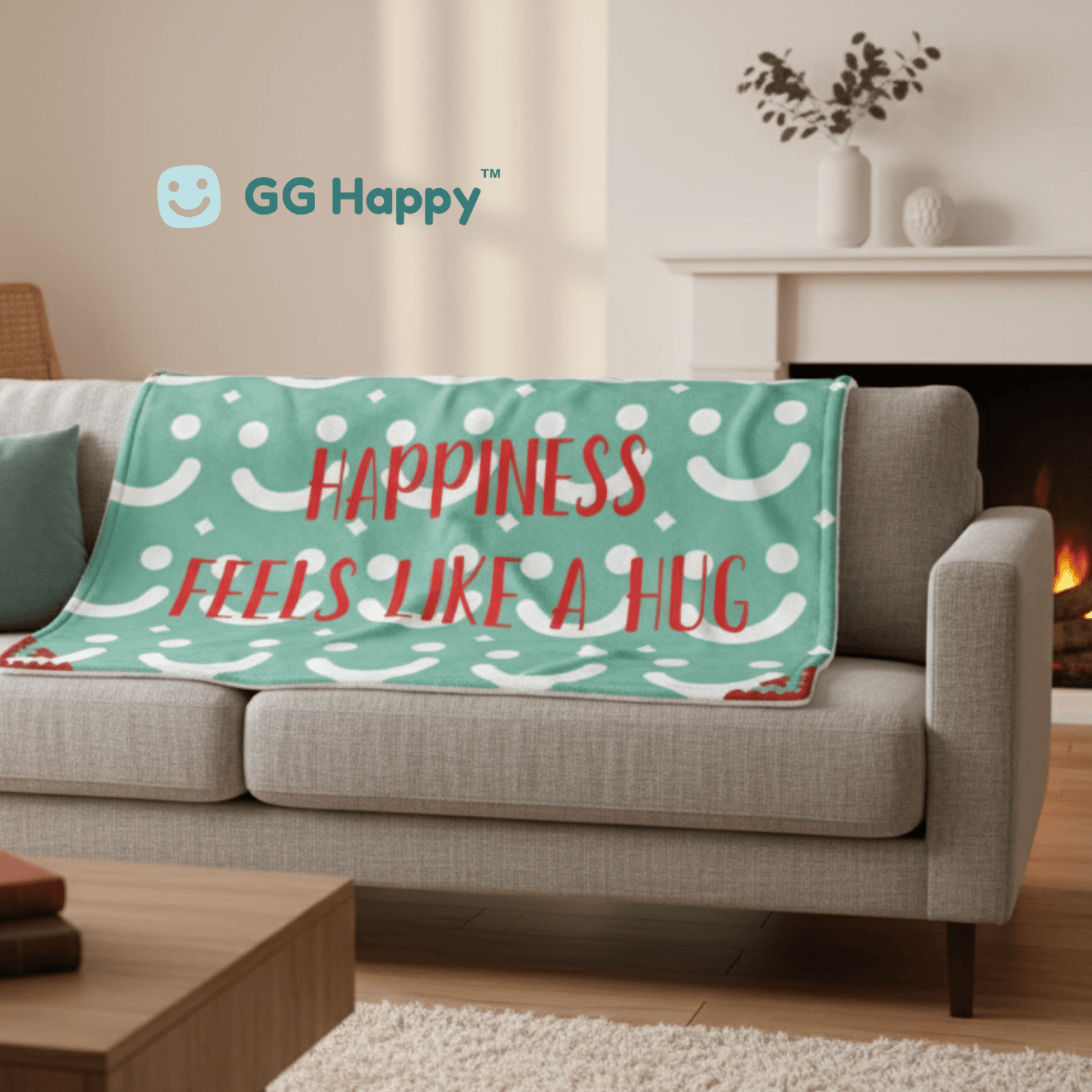 Throw Blanket “Cozy Heart’s ” Feels Like a Hug| GG Happy™ Collection | Cozy Holiday Gift | Cheerful & Soft Home Decor - GG Happy