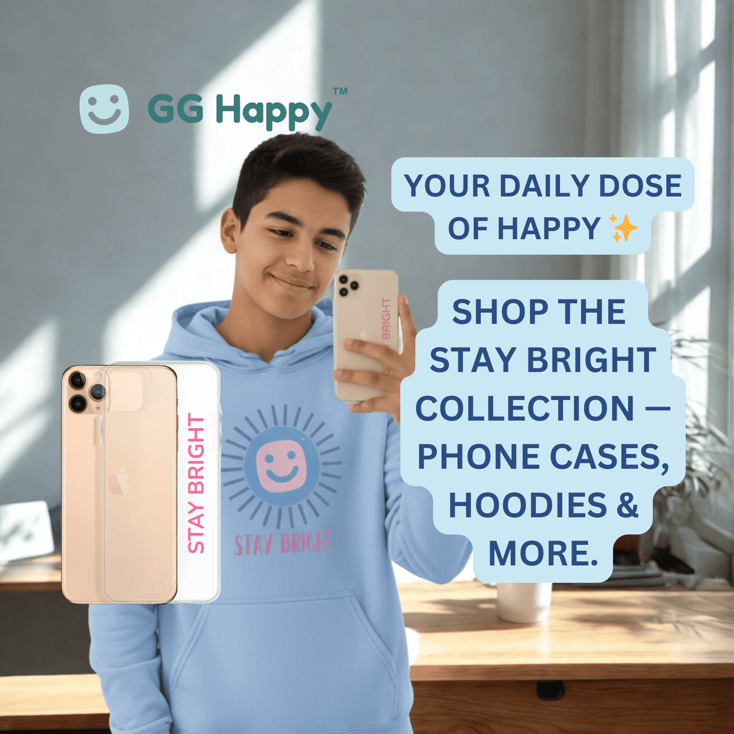 Stay Bright” Clear iPhone® Case | Positive Vibes | GG Happy™ Collection - GG Happy