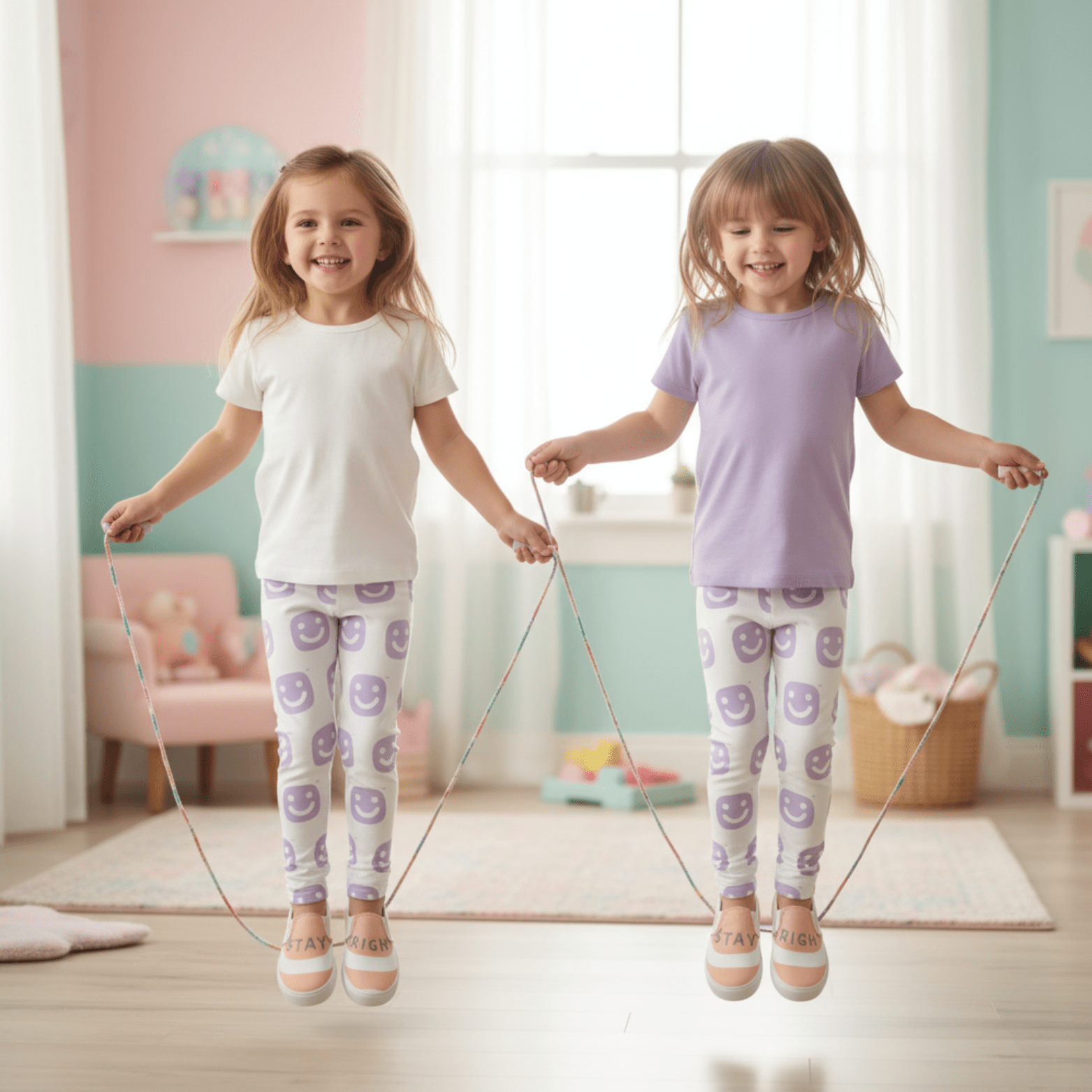 GG Happy™ Smiley Leggings | Soft Lavender | Kids Sensory - Friendly Comfort Wear - GG Happy