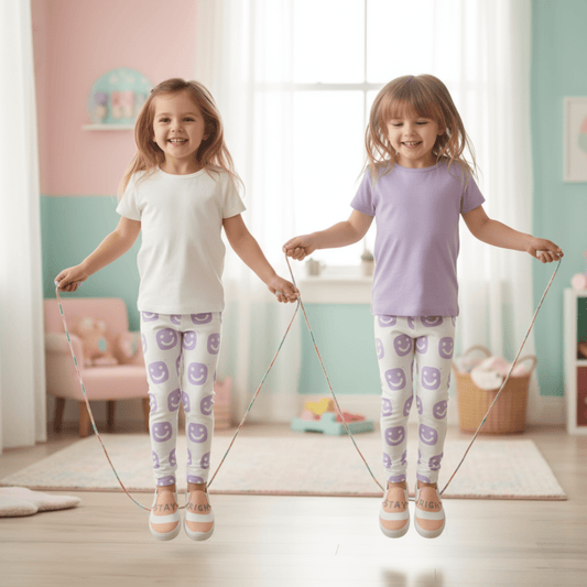 GG Happy™ Smiley Leggings | Soft Lavender | Kids Sensory - Friendly Comfort Wear - GG Happy