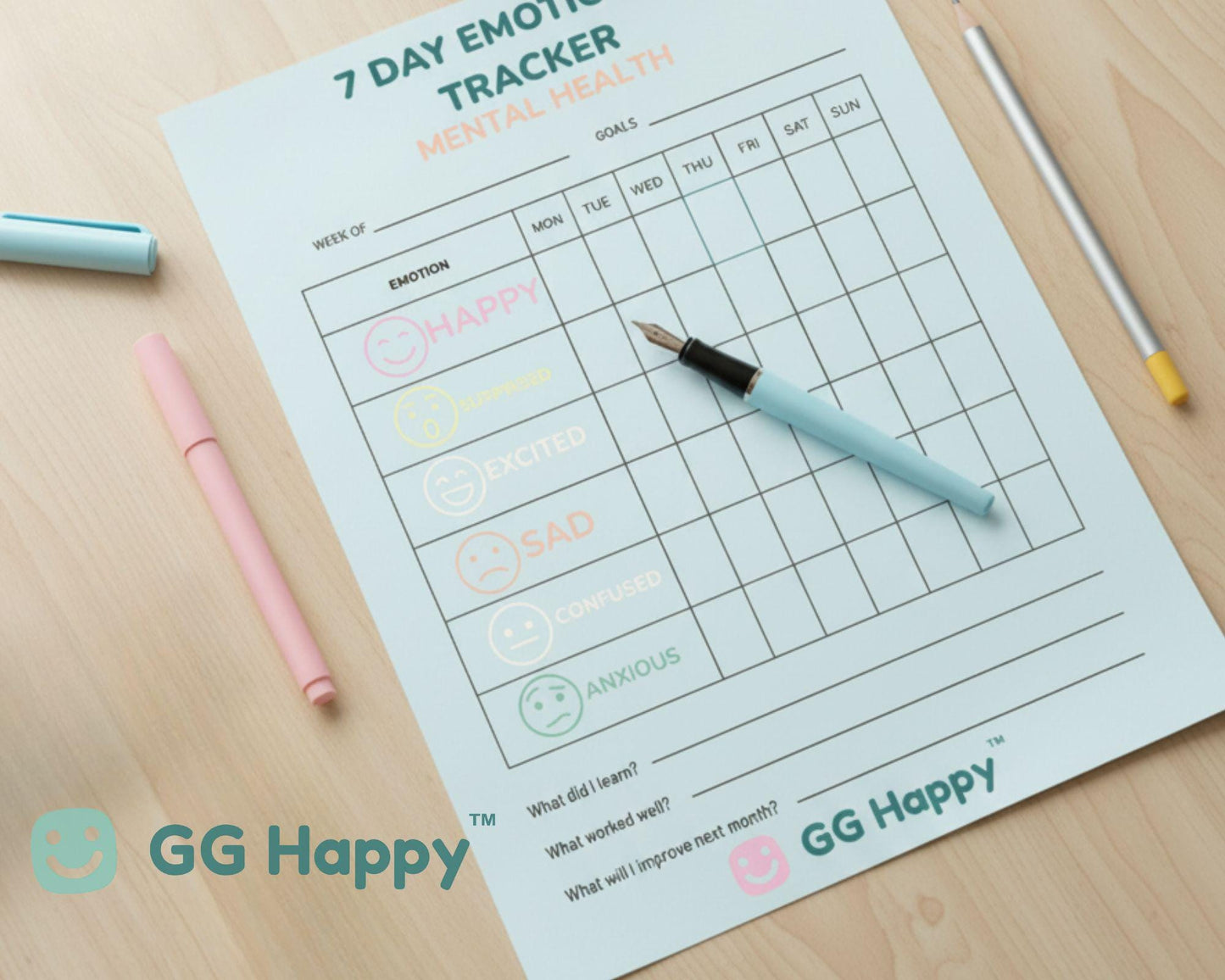 Mental Health Posters: Kids Emotional Tracker, Calm Corner Art (Digital Download) - GG Happy