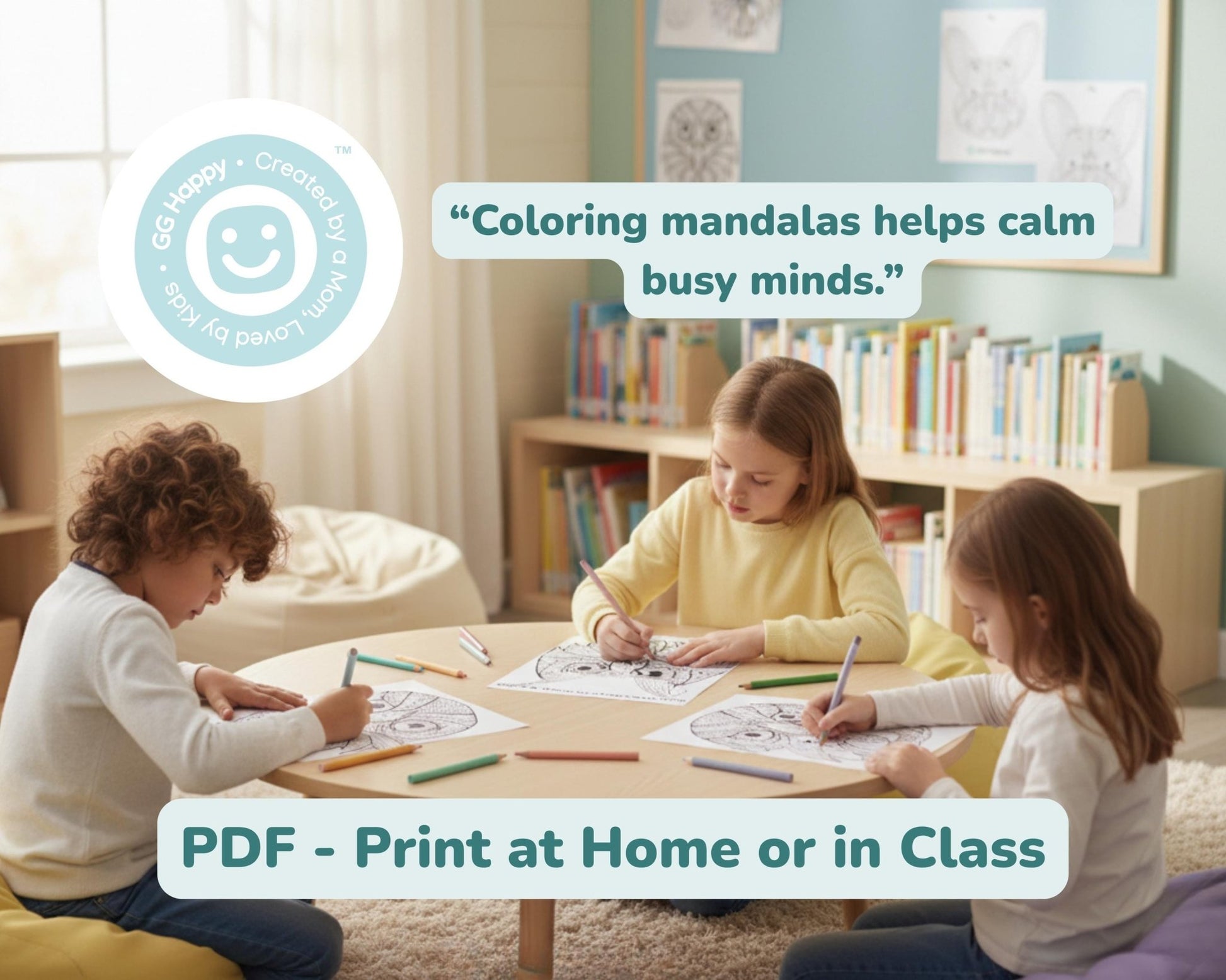 50 Kids Mandalas Coloring Pages | Mindful Coloring for Kids | Classroom Calm Activities | Printable Emotional Regulation Art - GG Happy