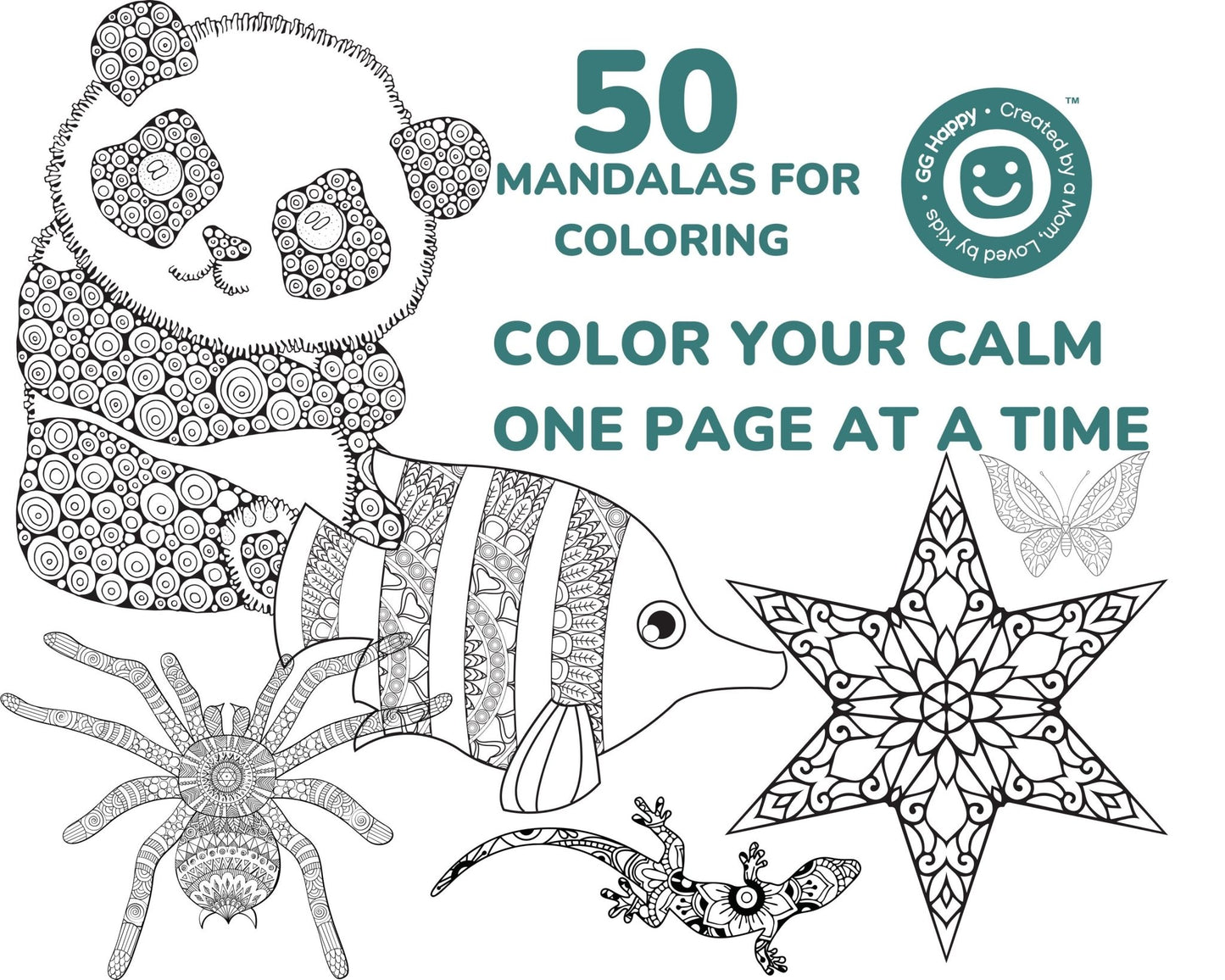 50 Kids Mandalas Coloring Pages | Mindful Coloring for Kids | Classroom Calm Activities | Printable Emotional Regulation Art - GG Happy