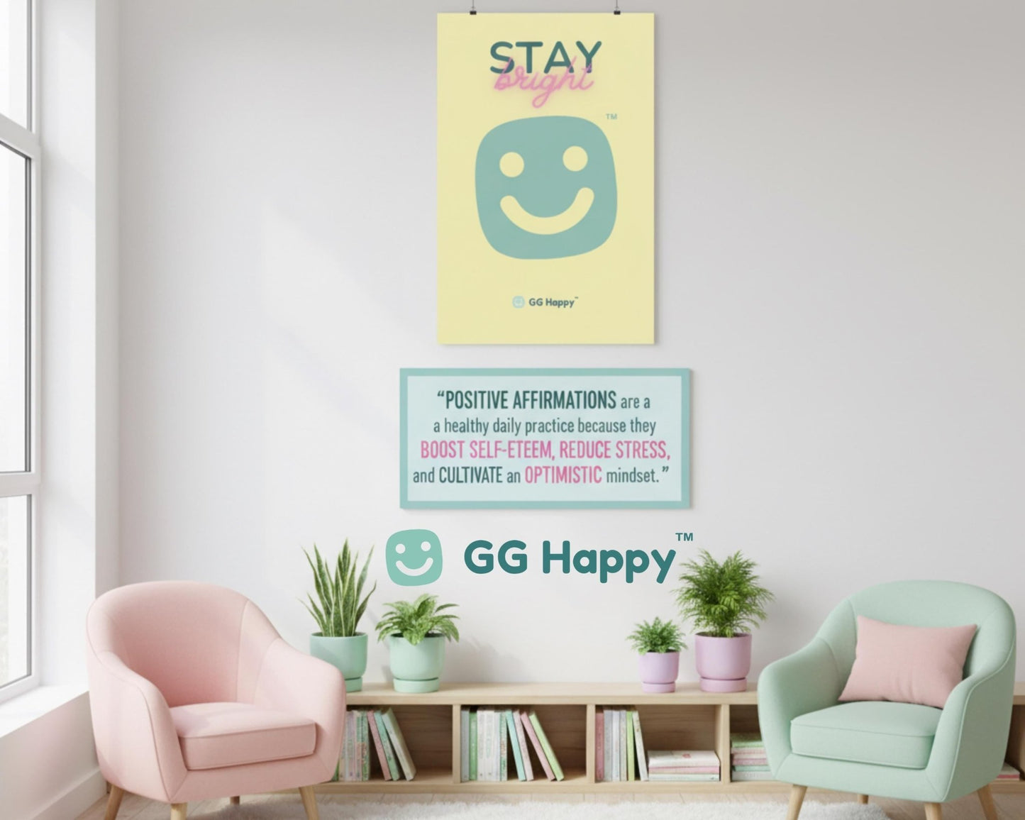 Stay Bright Matte Vertical Poster – GG Happy™ Collection | Cheerful Wall Art | Positive Vibes Home Decor | Mindful & Happy Gift for Friends - GG Happy