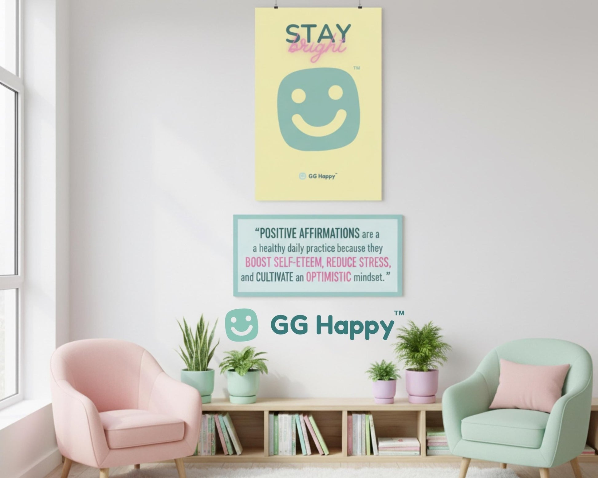 Stay Bright Matte Vertical Poster – GG Happy™ Collection | Cheerful Wall Art | Positive Vibes Home Decor | Mindful & Happy Gift for Friends - GG Happy