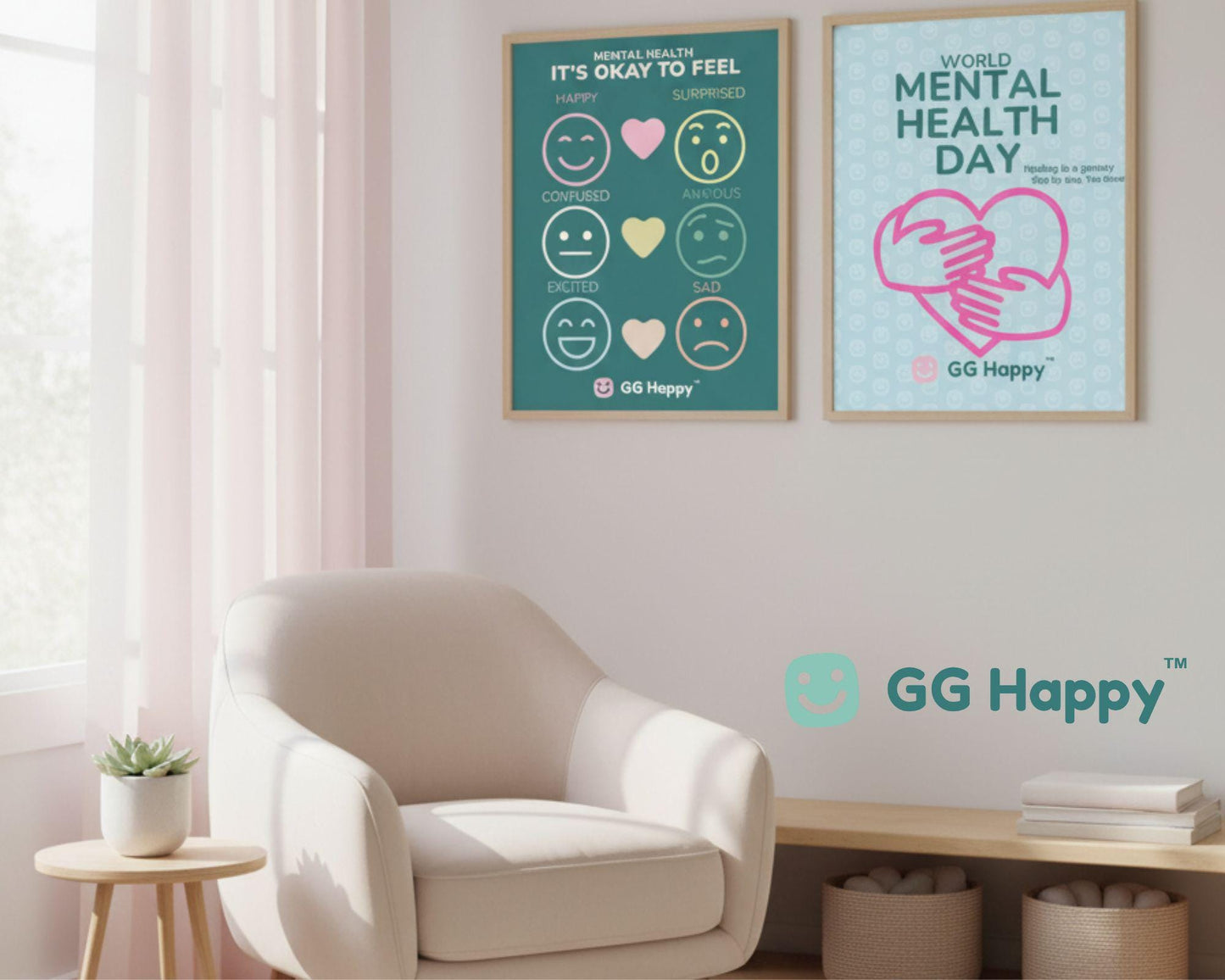 Mental Health Posters: Kids Emotional Tracker, Calm Corner Art (Digital Download) - GG Happy