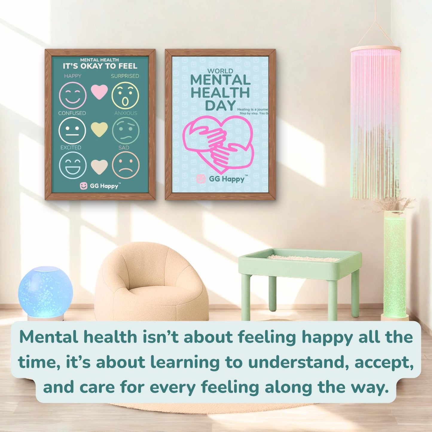 Mental Health Posters: Kids Emotional Tracker, Calm Corner Art (Digital Download) - GG Happy