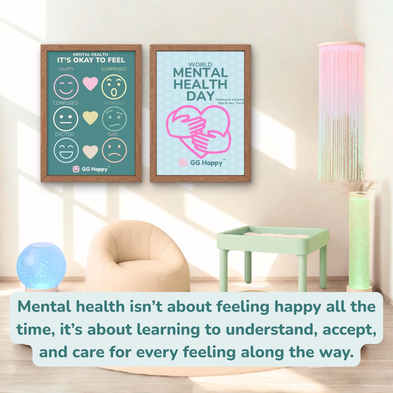 Mental Health Posters: Kids Emotional Tracker, Calm Corner Art (Digital Download) - GG Happy