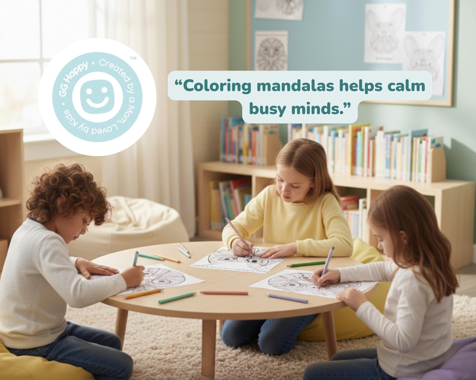 50 Kids Mandalas Coloring Pages | Mindful Coloring for Kids | Classroom Calm Activities | Printable Emotional Regulation Art - GG Happy