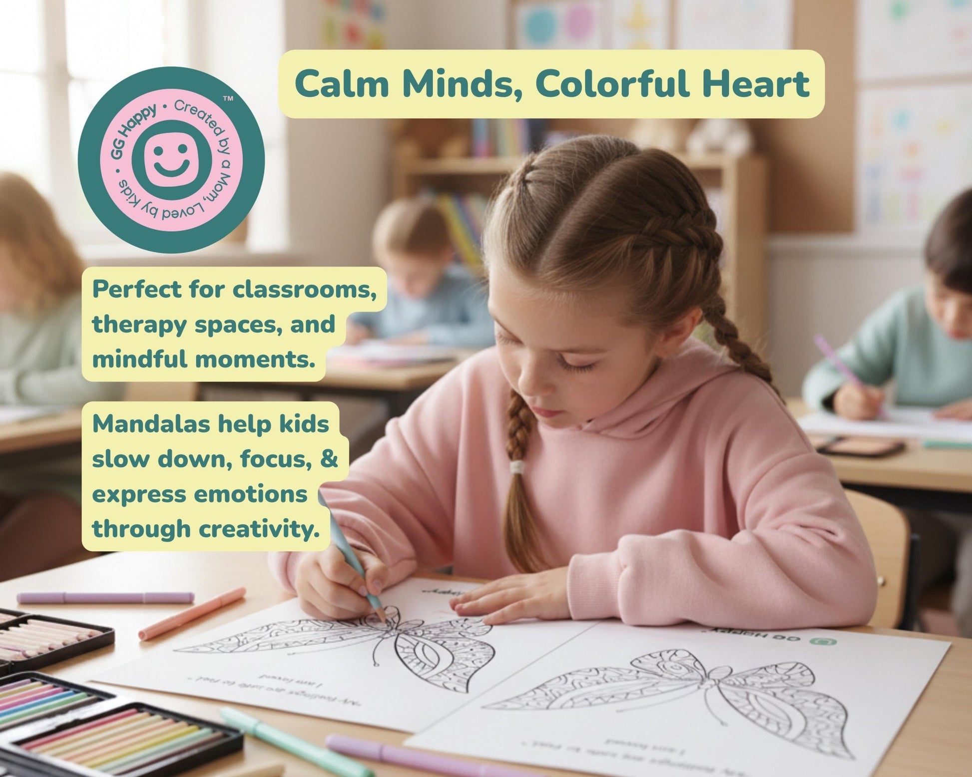 50 Kids Mandalas Coloring Pages | Mindful Coloring for Kids | Classroom Calm Activities | Printable Emotional Regulation Art - GG Happy
