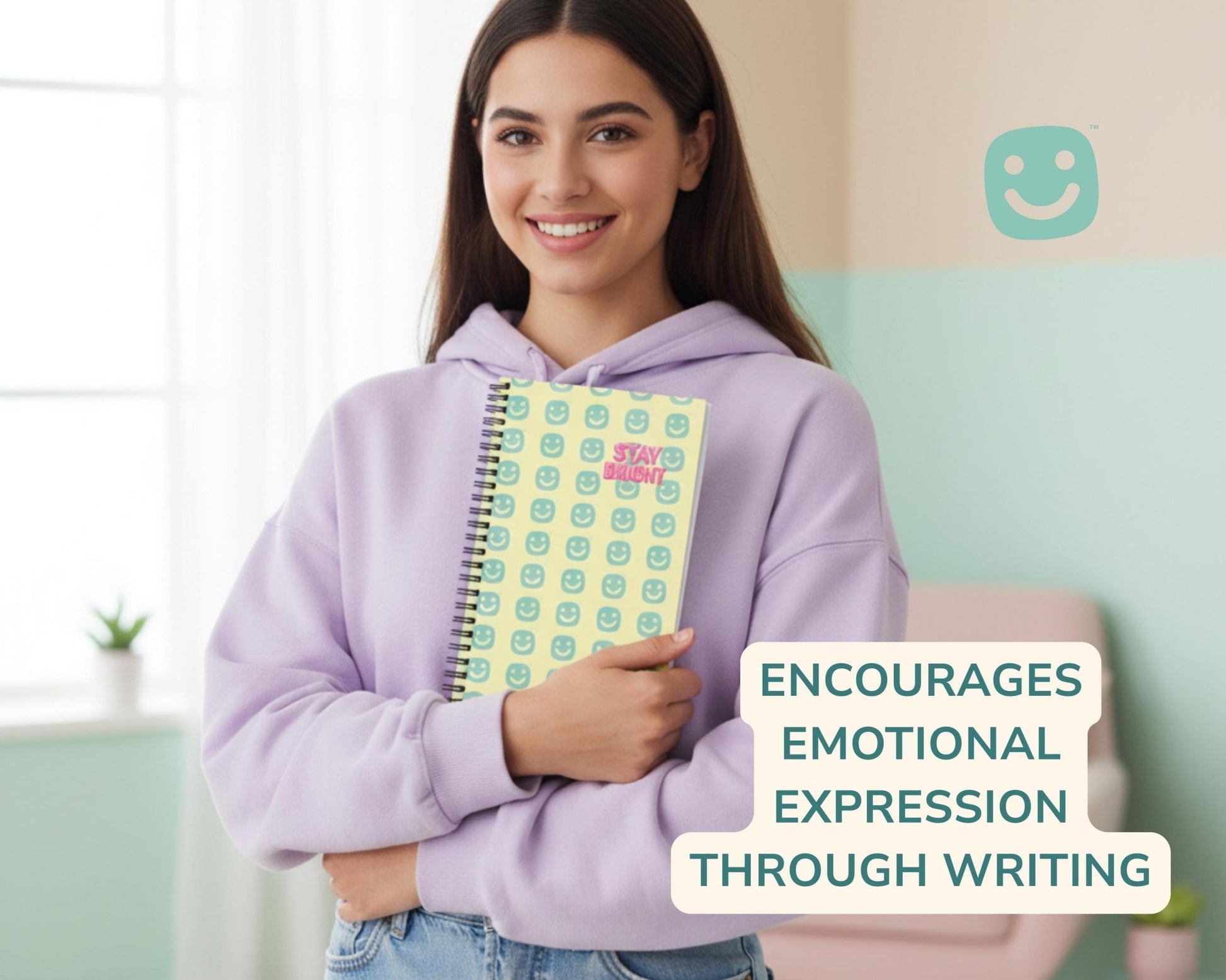 Stay Bright Notebook - Journal, School Notes, Teen Stationery, Positive Affirmations, Back - to - School Gift - GG Happy