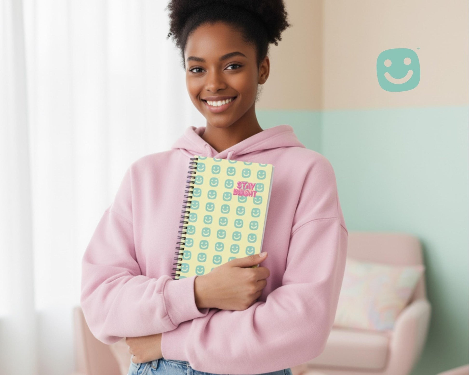 Stay Bright Notebook - Journal, School Notes, Teen Stationery, Positive Affirmations, Back - to - School Gift - GG Happy