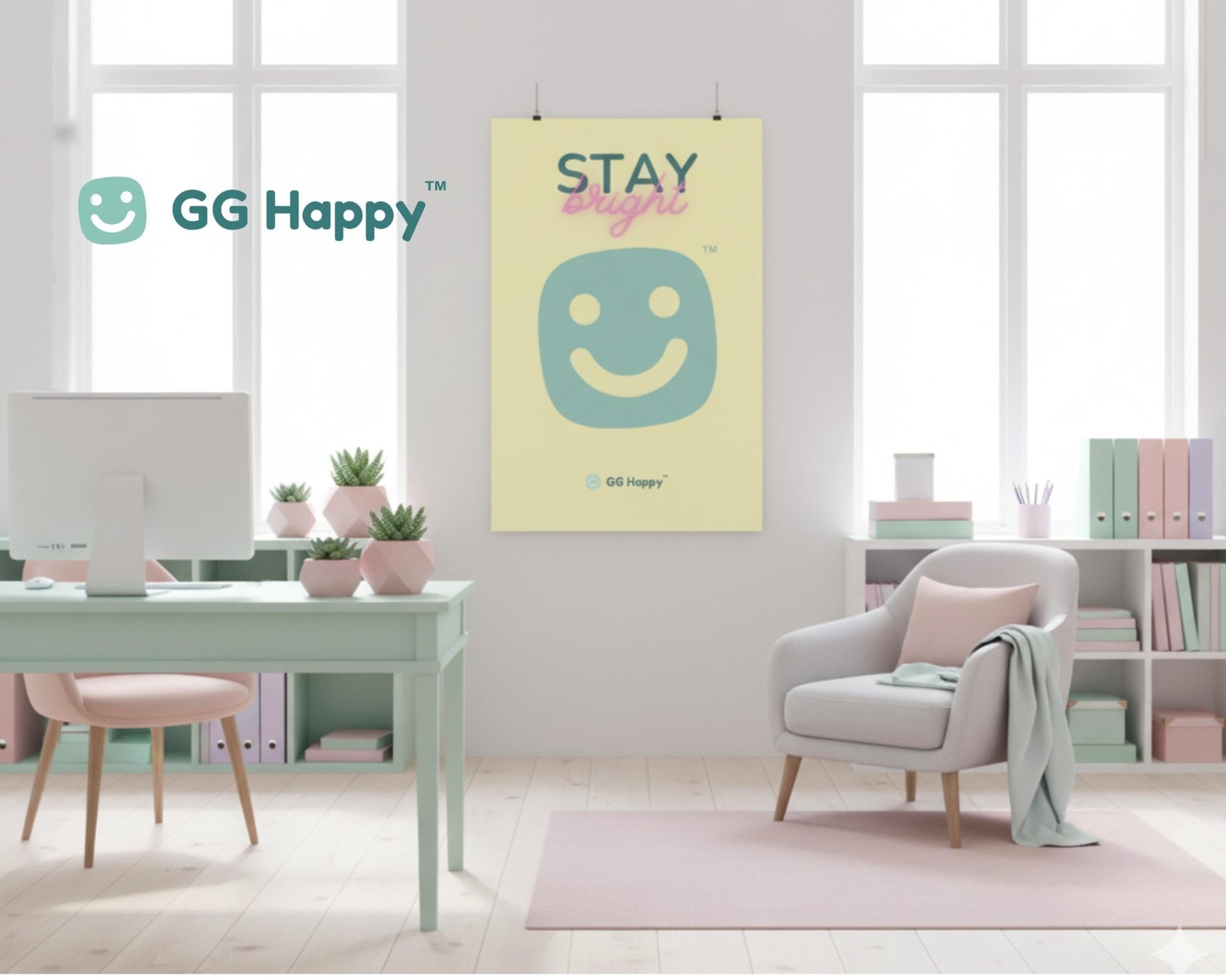 Stay Bright Matte Vertical Poster – GG Happy™ Collection | Cheerful Wall Art | Positive Vibes Home Decor | Mindful & Happy Gift for Friends - GG Happy
