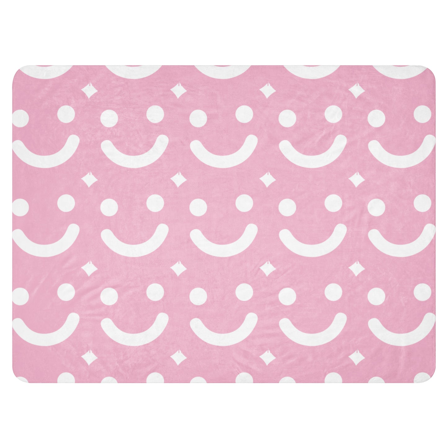 Sherpa Blanket Stay Bright – GG Happy™ Cozy Collection | Soft Pink Smiley Blanket | Perfect Xmas Gift for Moms & Teens - GG Happy