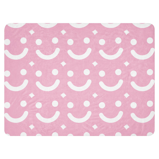 Sherpa Blanket Stay Bright – GG Happy™ Cozy Collection | Soft Pink Smiley Blanket | Perfect Xmas Gift for Moms & Teens - GG Happy