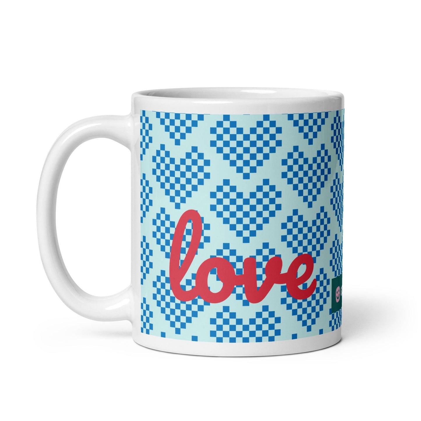 GG Happy™ "Blooming Mind" Mug | Blue Hearts & Roses Ceramic Cup | Self - Care Gift - GG Happy