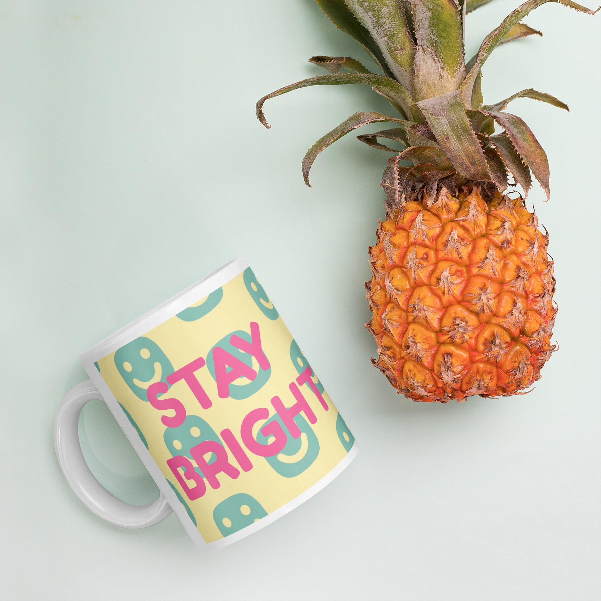 GG Happy™ “Stay Bright • Be Happy • Be You” Glossy Mug | Positive Affirmation Coffee Cup | Mindful Morning Drinkware - GG Happy