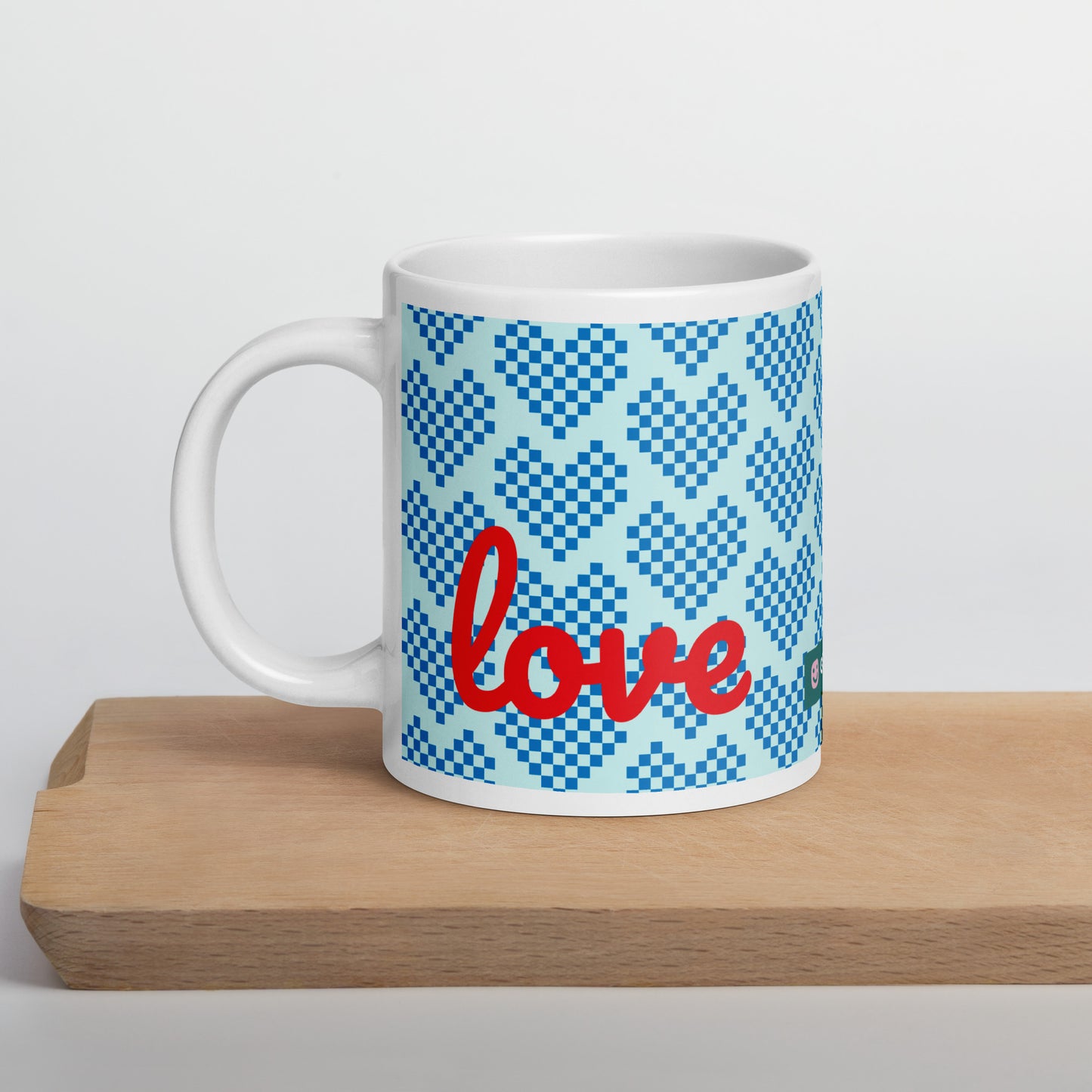 GG Happy™ "Blooming Mind" Mug | Blue Hearts & Roses Ceramic Cup | Self - Care Gift - GG Happy